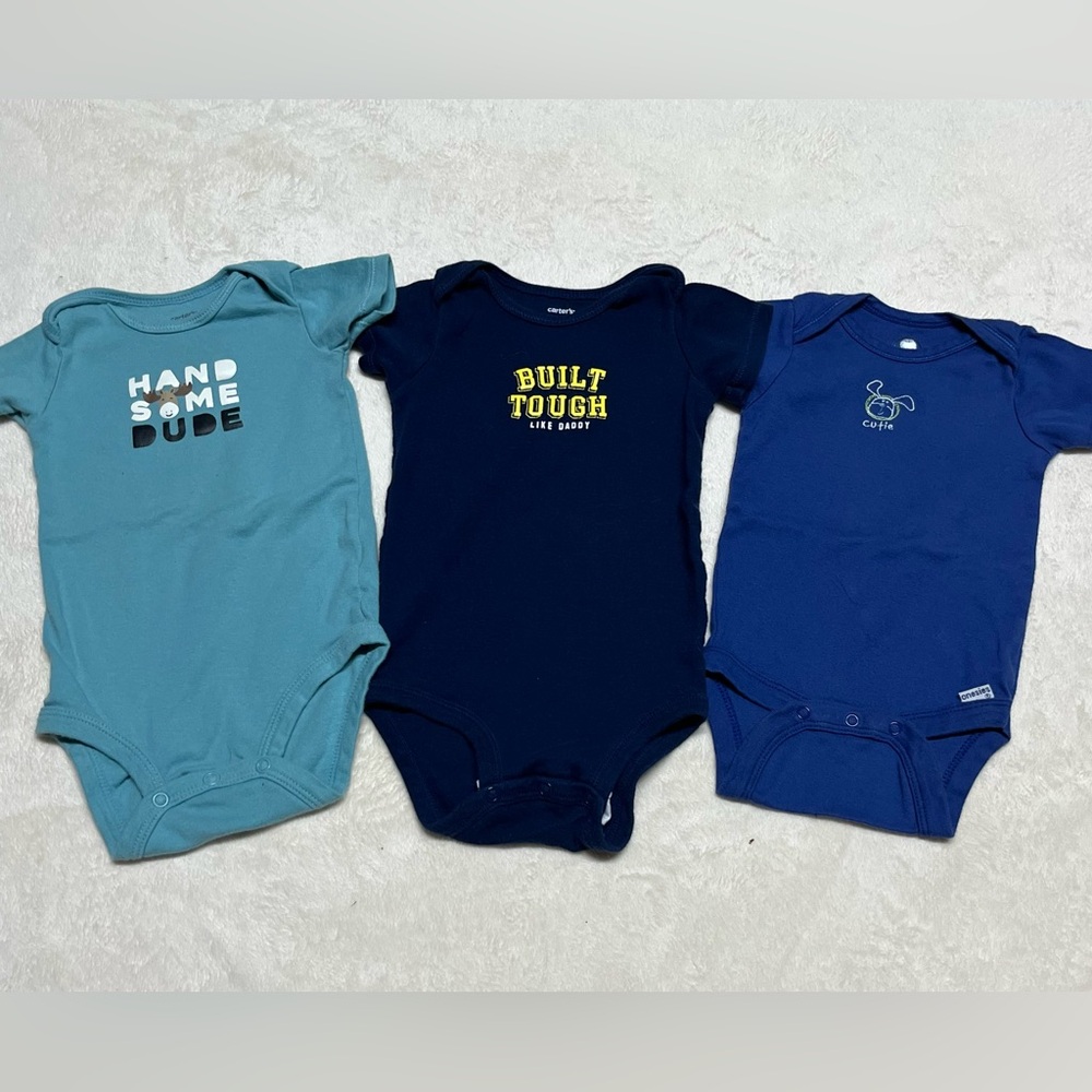 Carter's Bodysuit Trio - Teal, Navy, and Blue